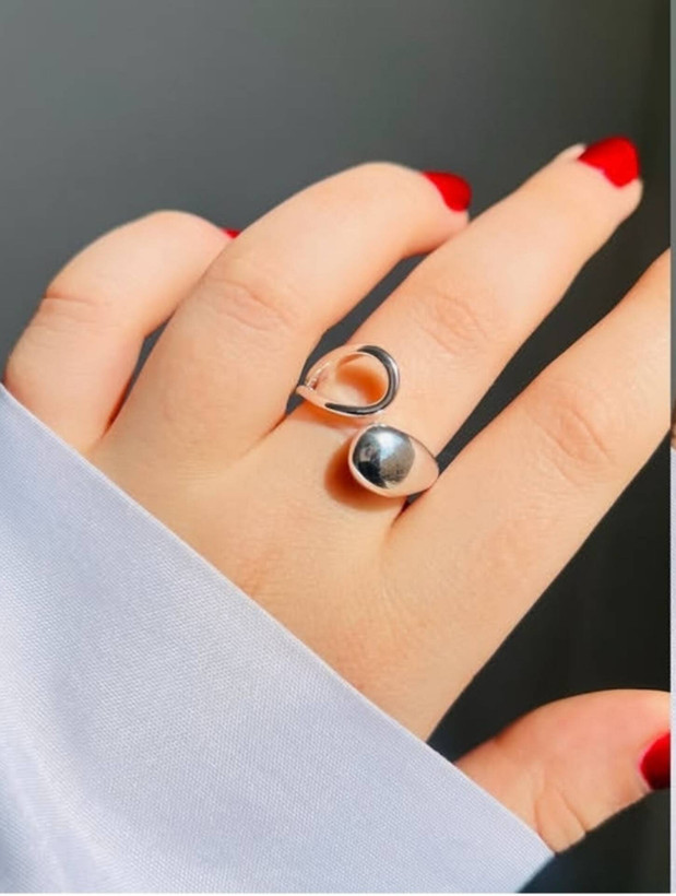 انگشتر دفرمه زنانه آبکاری نقره وارداتی