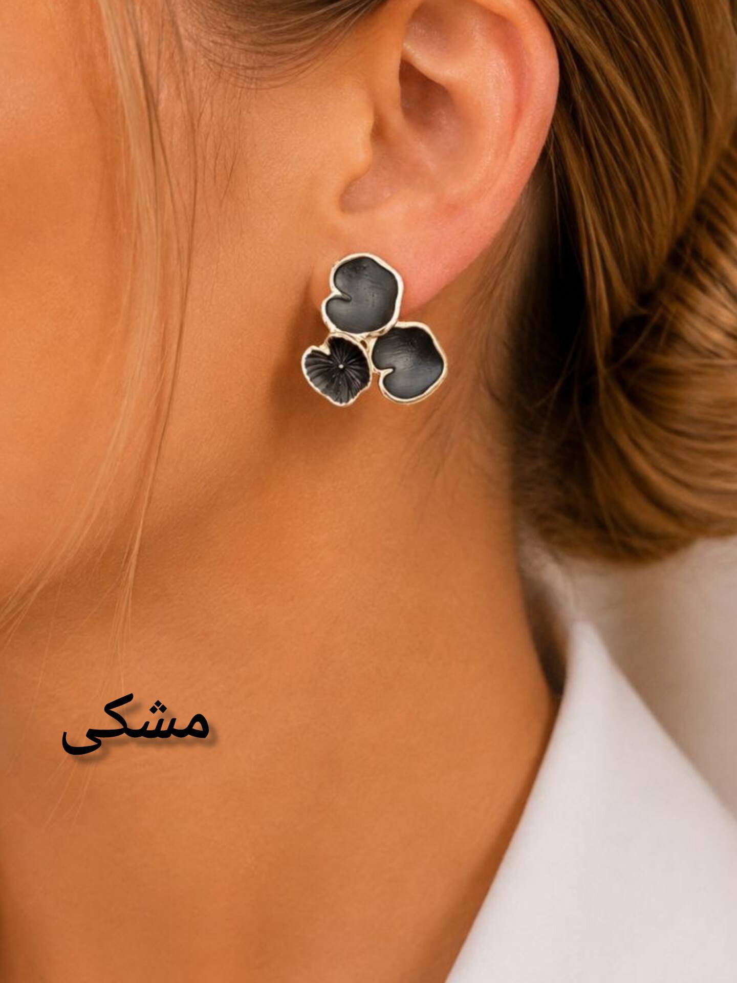 گوشواره مینیمال میناکاری وارداتی مدل سه گل