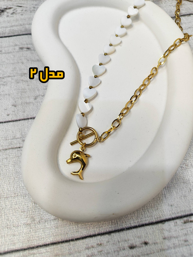 گردنبند پرنسسی استیل و مرواریدی